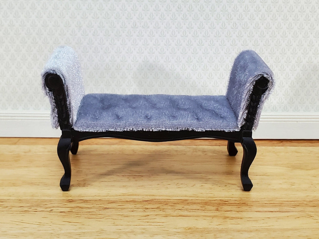 Dollhouse Settee Bench Gray Padded Tufted Seat 1:12 Scale Miniature Furniture - Miniature Crush