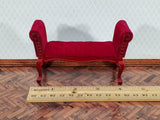 Dollhouse Settee Bench Red Padded Tufted Seat 1:12 Scale Miniature Furniture - Miniature Crush