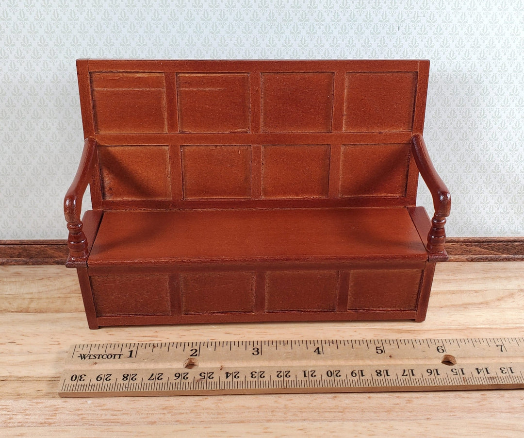 Dollhouse Settle Bench with High Back and Opening Seat 1:12 Scale Furniture - Miniature Crush