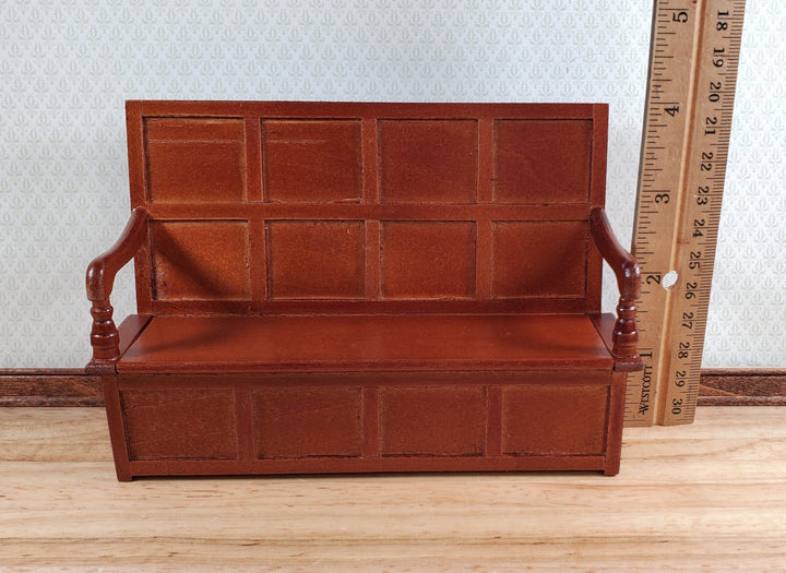 Dollhouse Settle Bench with High Back and Opening Seat 1:12 Scale Furniture - Miniature Crush