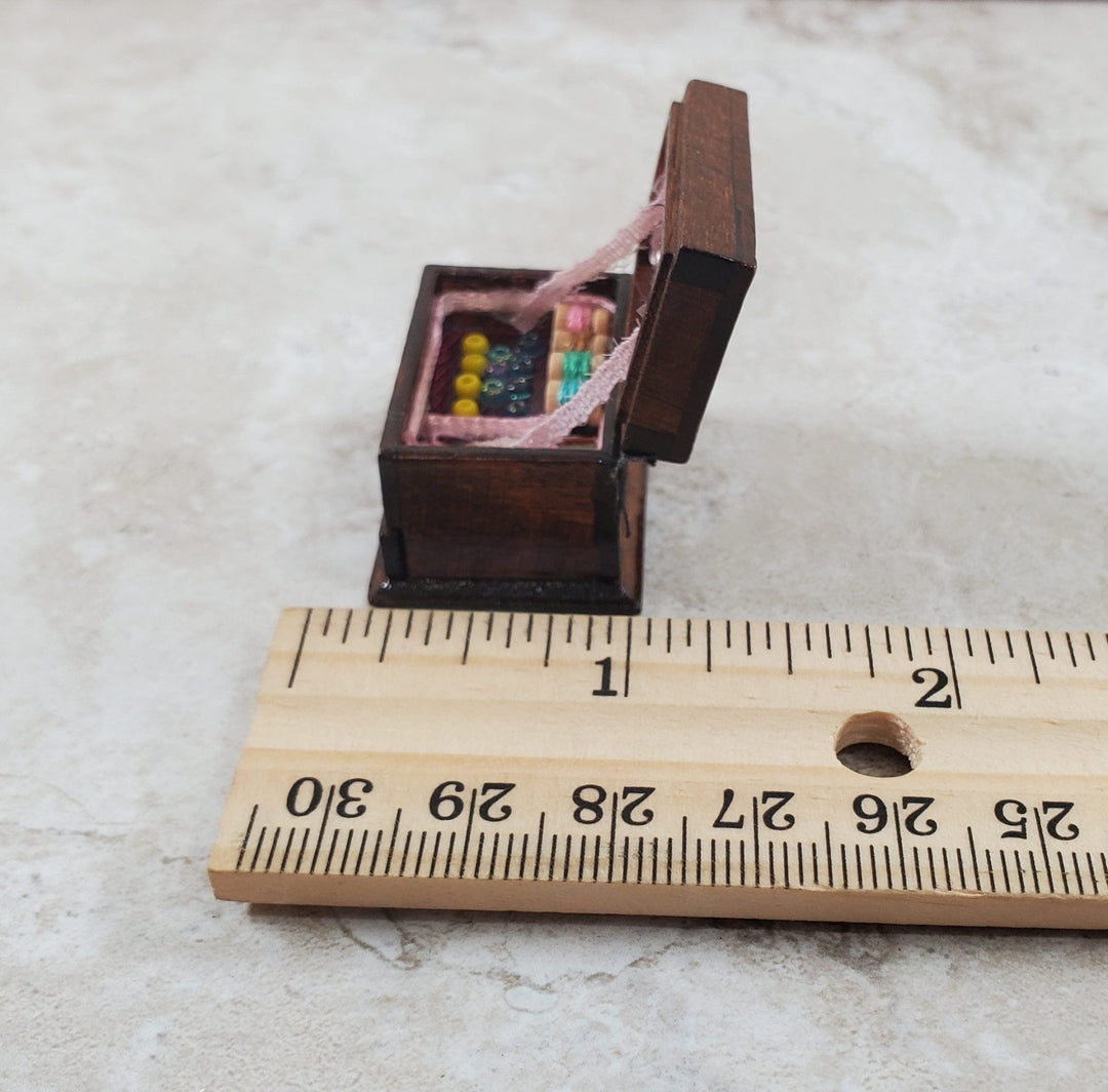 Dollhouse Sewing Box with Drawer and Notions Measure 1:12 Scale Miniature - Miniature Crush