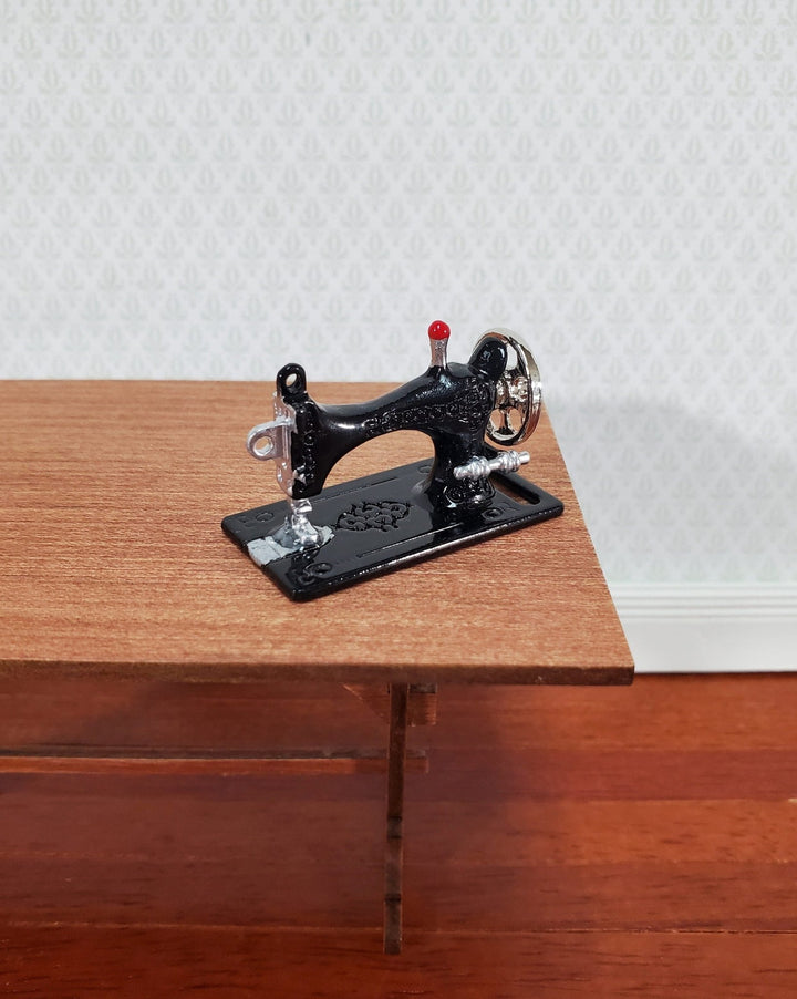 Dollhouse Sewing Machine Vintage Style Metal 1:12 Scale Miniature Black Silver - Miniature Crush