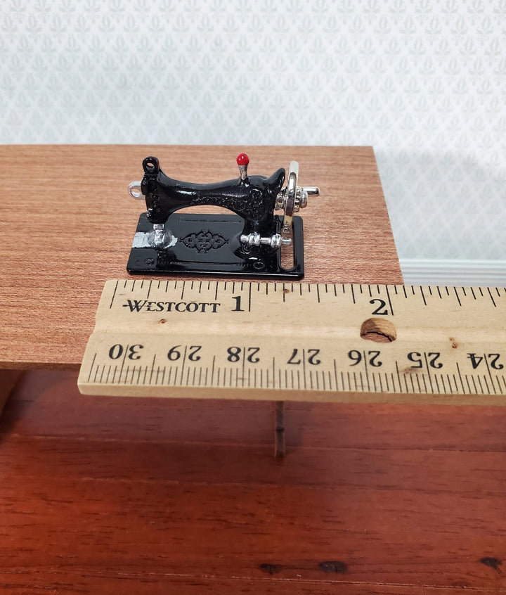 Dollhouse Sewing Machine Vintage Style Metal 1:12 Scale Miniature Black Silver - Miniature Crush