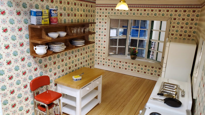 Dollhouse Shelf Kitchen Open Long Wood Medium Oak1:12 Scale Miniature Furniture - Miniature Crush
