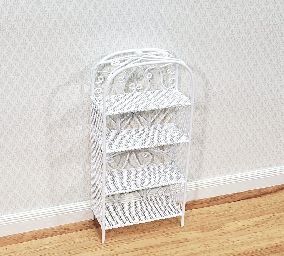 Dollhouse Shelves White Metal Wire Bookcase Bookshelf 1:12 Scale Miniature or Fairy Garden - Miniature Crush