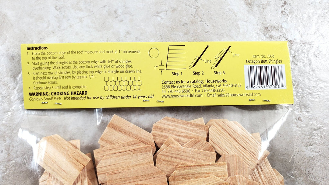 Dollhouse Shingles Octagon 100 Pieces Light Wood 1:12 Scale Houseworks #7003 - Miniature Crush
