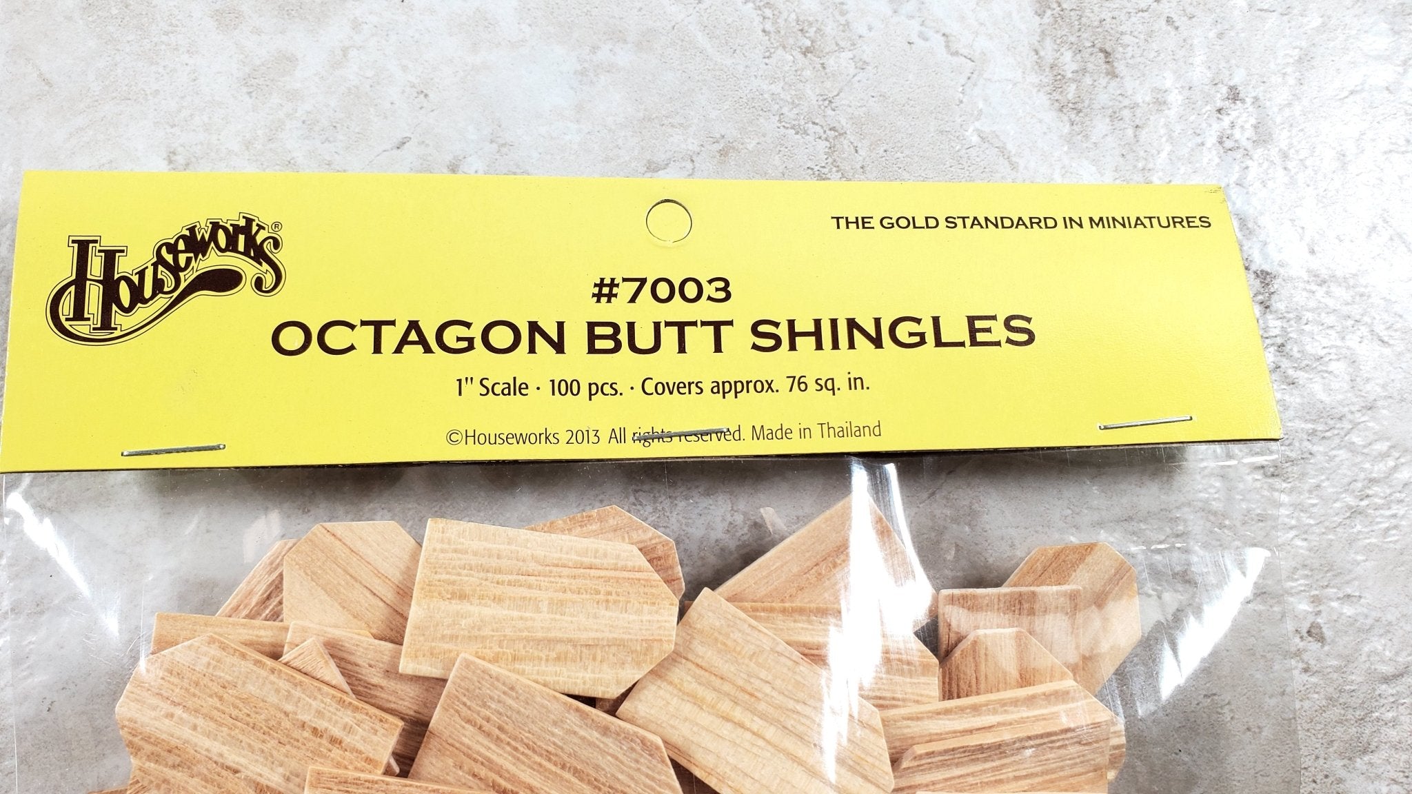 Dollhouse Shingles Octagon 100 Pieces Light Wood 1:12 Scale