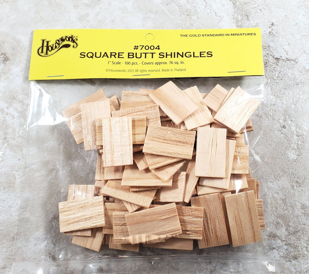 Dollhouse Shingles Square End 100 Pieces Light Wood 1:12 Scale