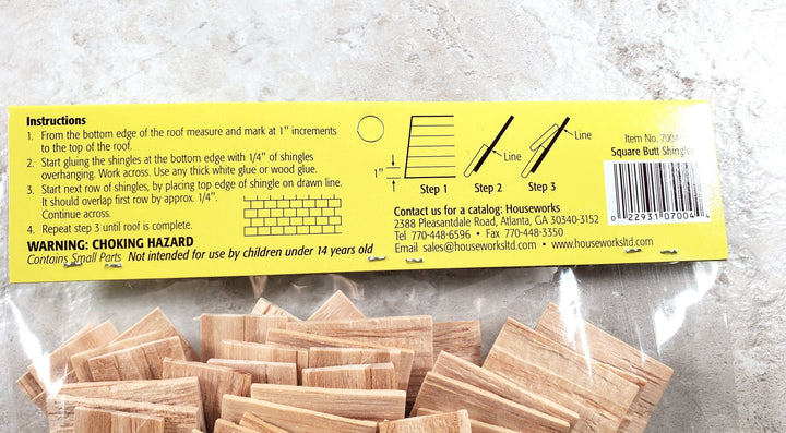 Dollhouse Shingles Square End 100 Pieces Light Wood 1:12 Scale Houseworks #7004 - Miniature Crush