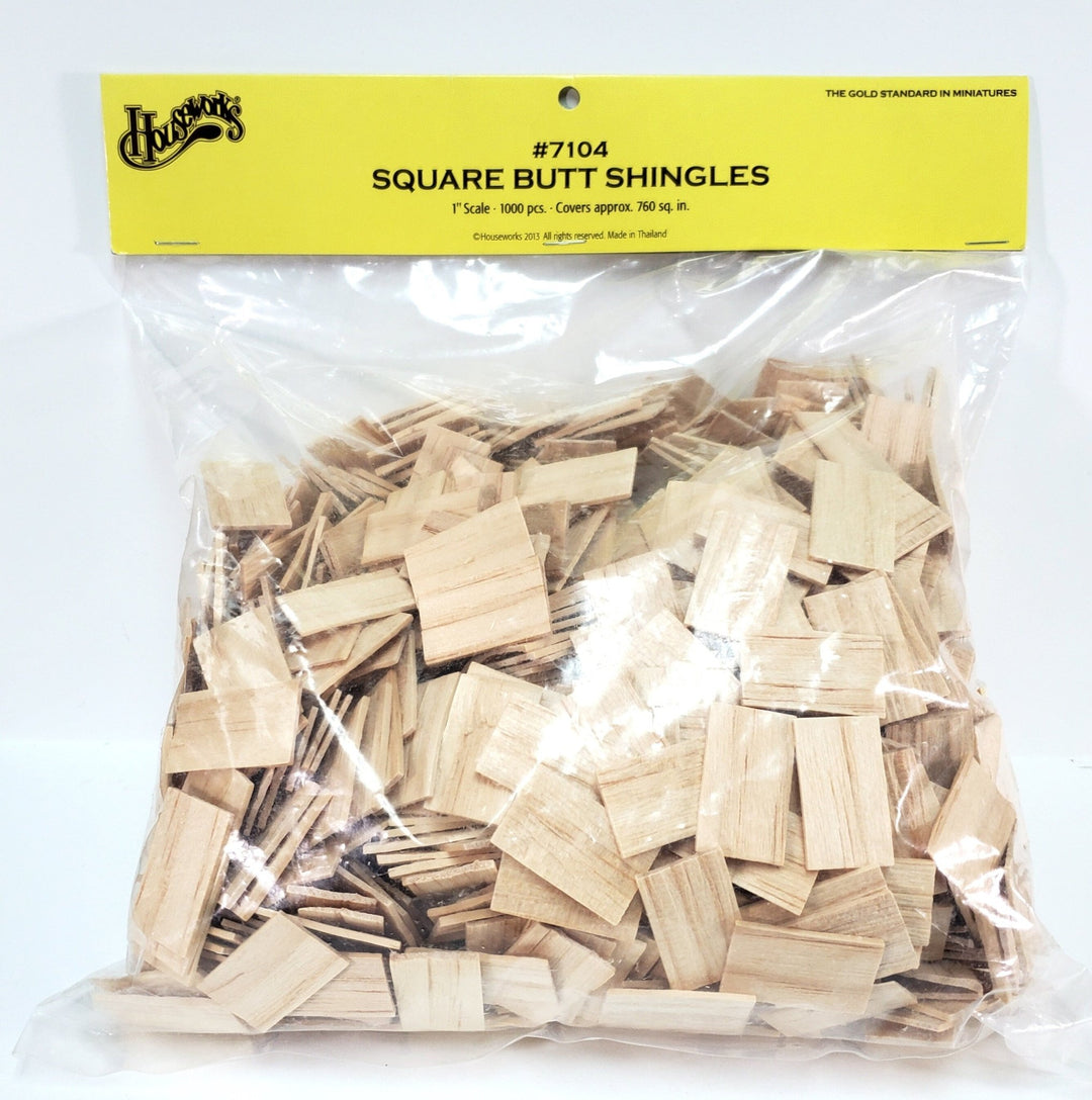 Dollhouse Shingles Square End Large Bag Light Wood 1:12 Scale 1000 pieces HW7104 - Miniature Crush