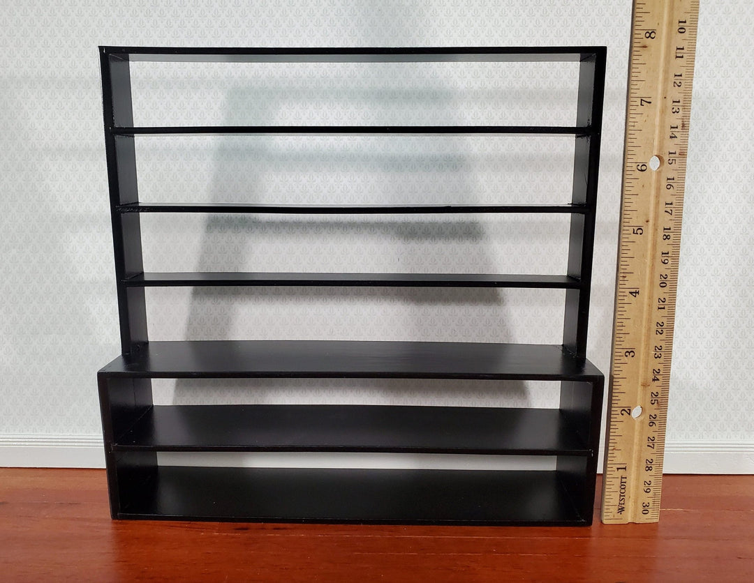 Dollhouse Shop Store Shelves Shelving Black Wood Large 1:12 Scale Miniatures - Miniature Crush