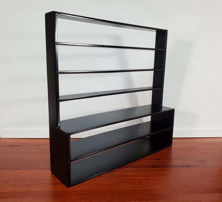 Dollhouse Shop Store Shelves Shelving Black Wood Large 1:12 Scale Miniatures - Miniature Crush