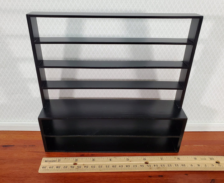 Dollhouse Shop Store Shelves Shelving Black Wood Large 1:12 Scale Miniatures - Miniature Crush