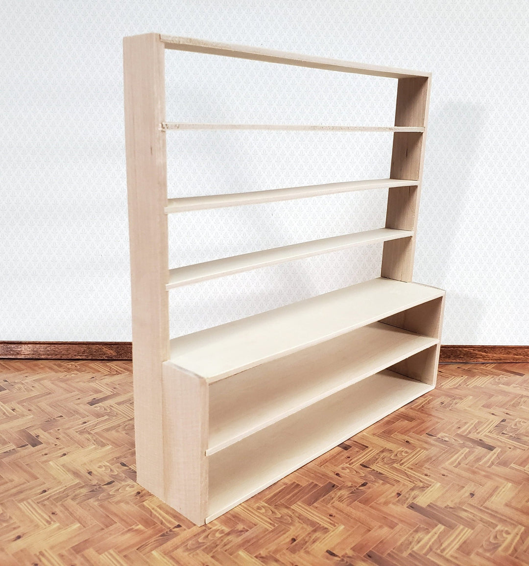 Dollhouse Shop Store Shelves Shelving Unpainted Wood Large 1:12 Scale Miniatures - Miniature Crush