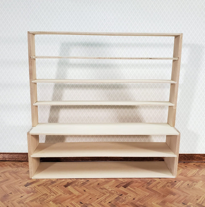 Dollhouse Shop Store Shelves Shelving Unpainted Wood Large 1:12 Scale Miniatures - Miniature Crush