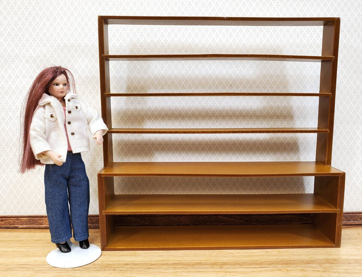 Dollhouse Shop Store Shelves Shelving Walnut Finish Wood Large 1:12 Scale Miniatures - Miniature Crush