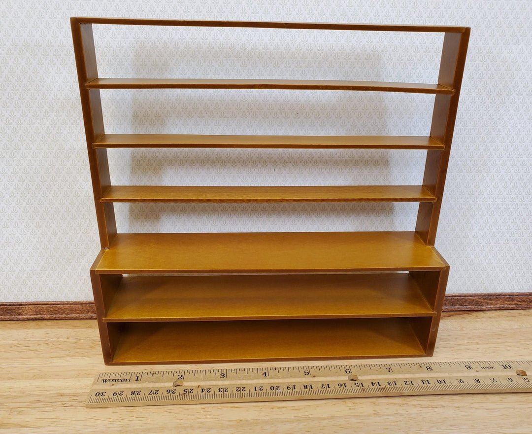 Dollhouse Shop Store Shelves Shelving Walnut Finish Wood Large 1:12 Scale Miniatures - Miniature Crush