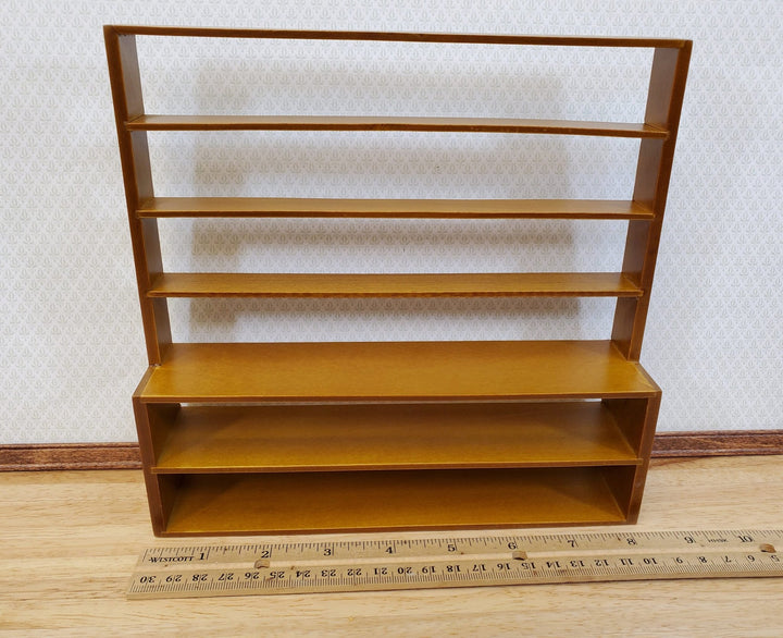 Dollhouse Shop Store Shelves Shelving Walnut Finish Wood Large 1:12 Scale Miniatures - Miniature Crush