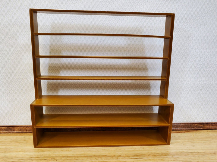 Dollhouse Shop Store Shelves Shelving Walnut Finish Wood Large 1:12 Scale Miniatures - Miniature Crush