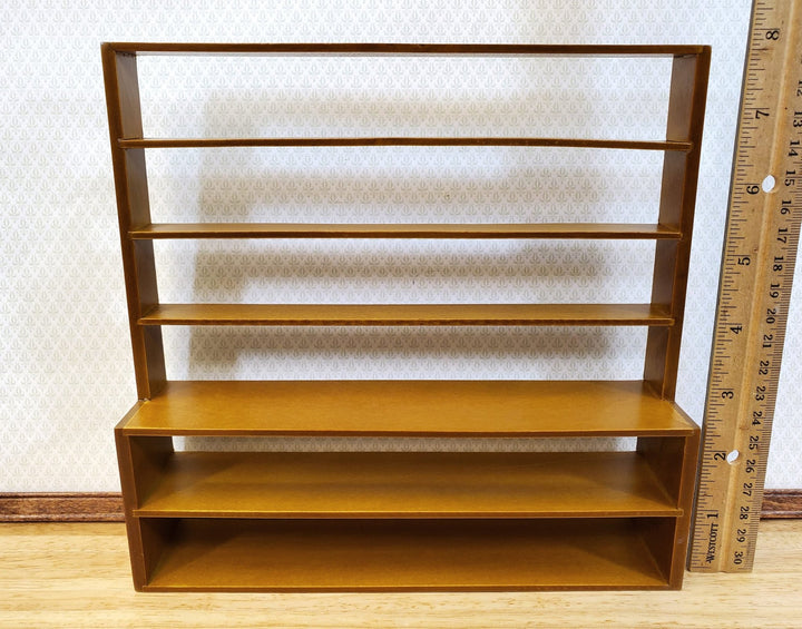 Dollhouse Shop Store Shelves Shelving Walnut Finish Wood Large 1:12 Scale Miniatures - Miniature Crush