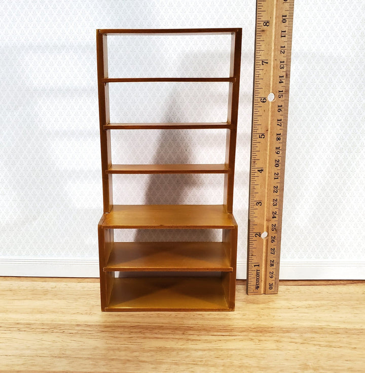 Dollhouse Shop Store Shelves Shelving Wood Tall Walnut Finish 1:12 Scale Miniatures - Miniature Crush