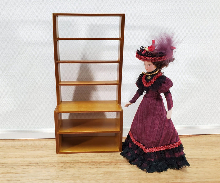 Dollhouse Shop Store Shelves Shelving Wood Tall Walnut Finish 1:12 Scale Miniatures - Miniature Crush