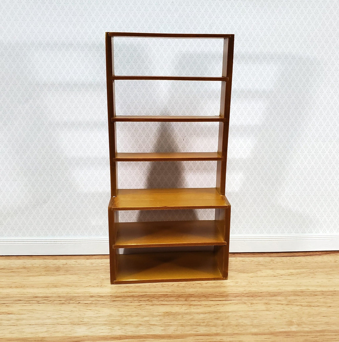 Dollhouse Shop Store Shelves Shelving Wood Tall Walnut Finish 1:12 Scale Miniatures - Miniature Crush