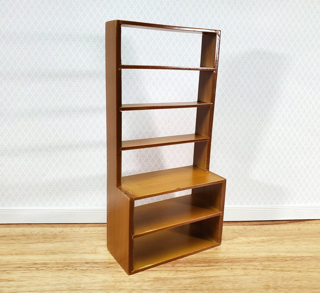 Dollhouse Shop Store Shelves Shelving Wood Tall Walnut Finish 1:12 Scale Miniatures - Miniature Crush