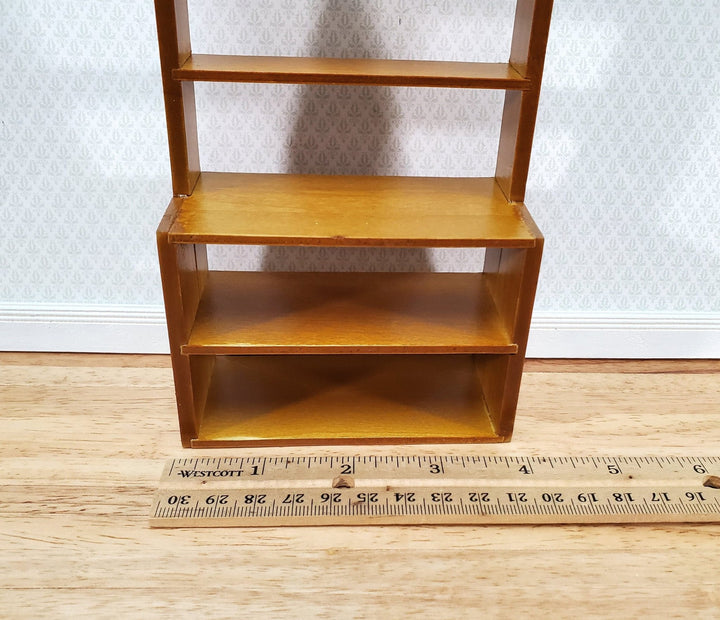 Dollhouse Shop Store Shelves Shelving Wood Tall Walnut Finish 1:12 Scale Miniatures - Miniature Crush