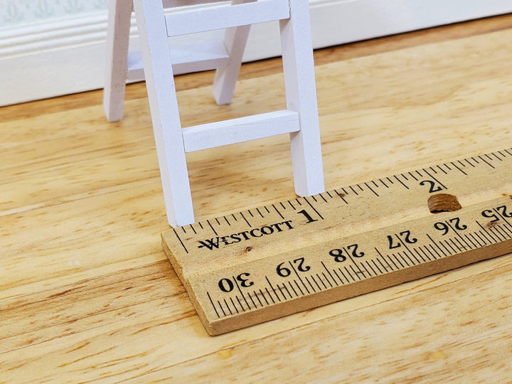 Dollhouse Short Step Ladder 3 Steps White Wood 1:12 Scale Miniature Opens/Closes - Miniature Crush