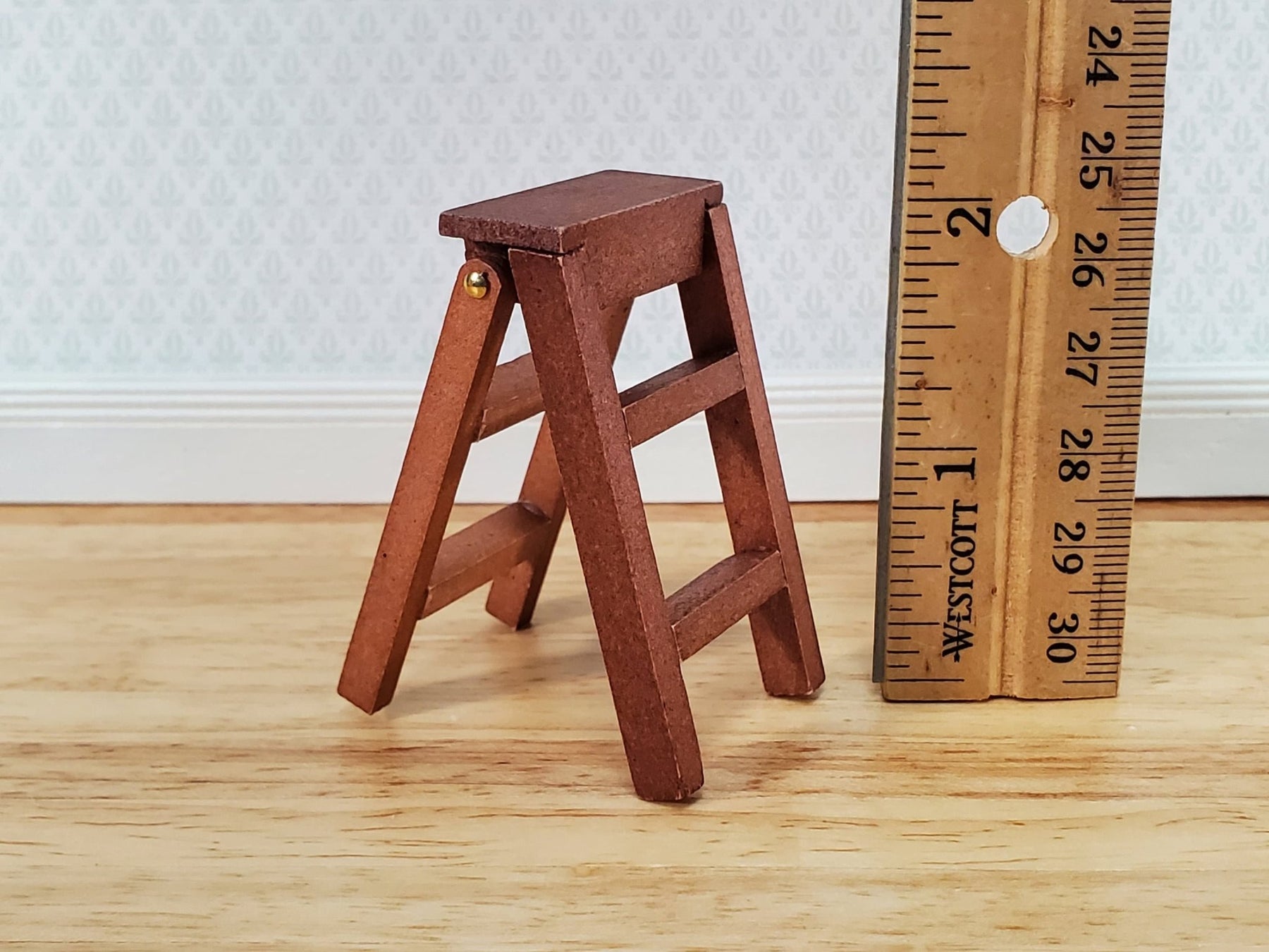 Dollhouse Short Step Ladder 3 Steps Wood 1:12 Scale Miniature Opens ...