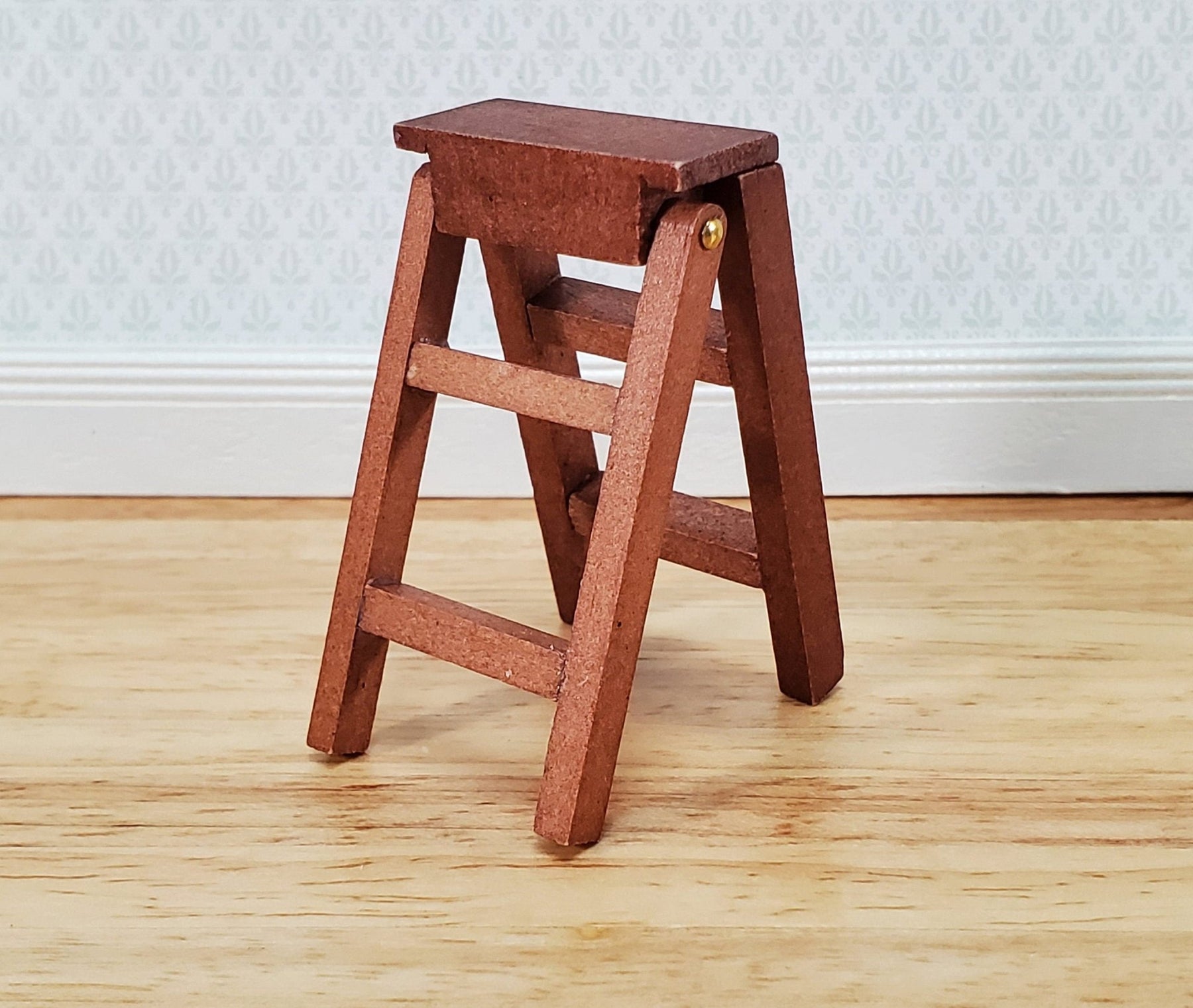 Dollhouse Short Step Ladder 3 Steps Wood 1:12 Scale Miniature Opens ...