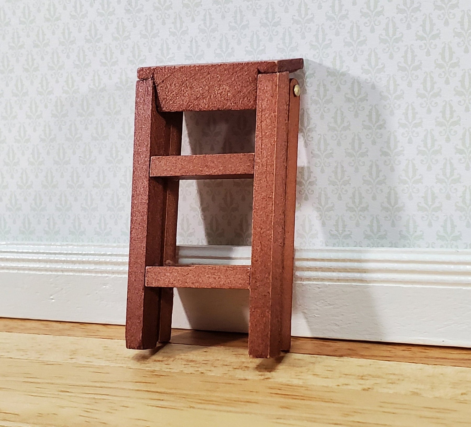 Dollhouse Short Step Ladder 3 Steps Wood 1:12 Scale Miniature Opens ...