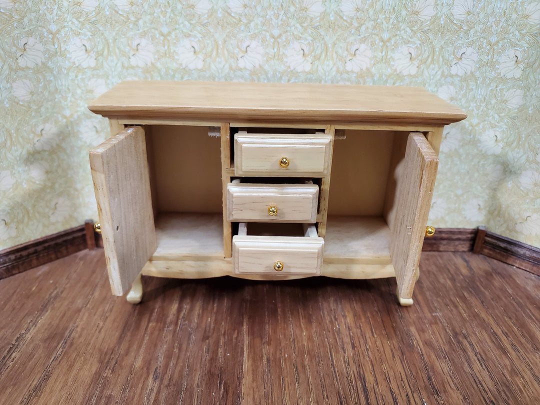 Dollhouse Side Board Buffet Dresser Light Oak Finish 1:12 Scale Furniture - Miniature Crush