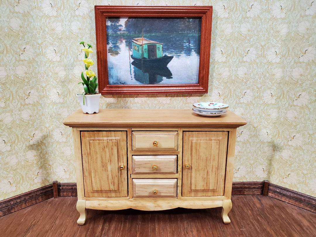 Dollhouse Side Board Buffet Dresser Light Oak Finish 1:12 Scale Furniture - Miniature Crush