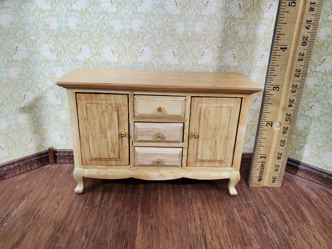 Dollhouse Side Board Buffet Dresser Light Oak Finish 1:12 Scale Furniture - Miniature Crush