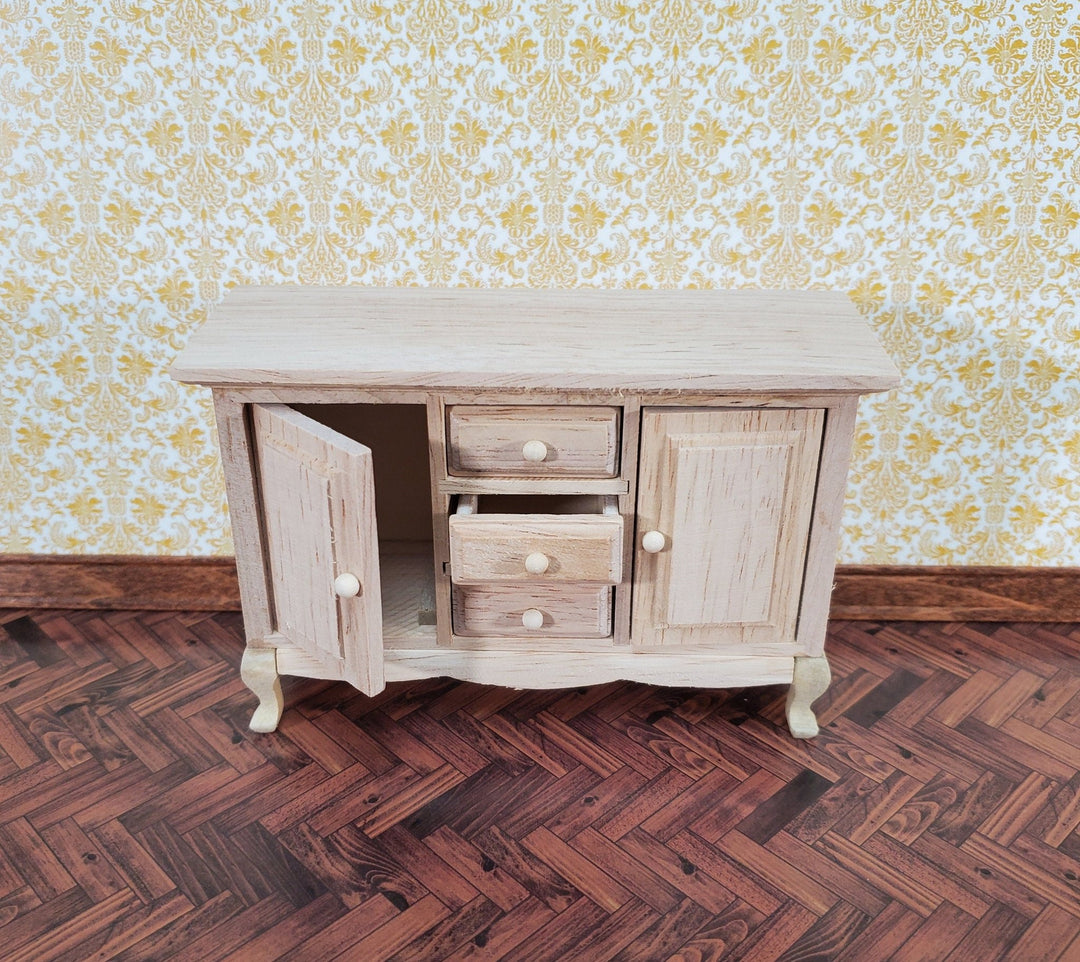 Dollhouse Side Board Buffet Dresser Unpainted 1:12 Scale Miniature Furniture - Miniature Crush