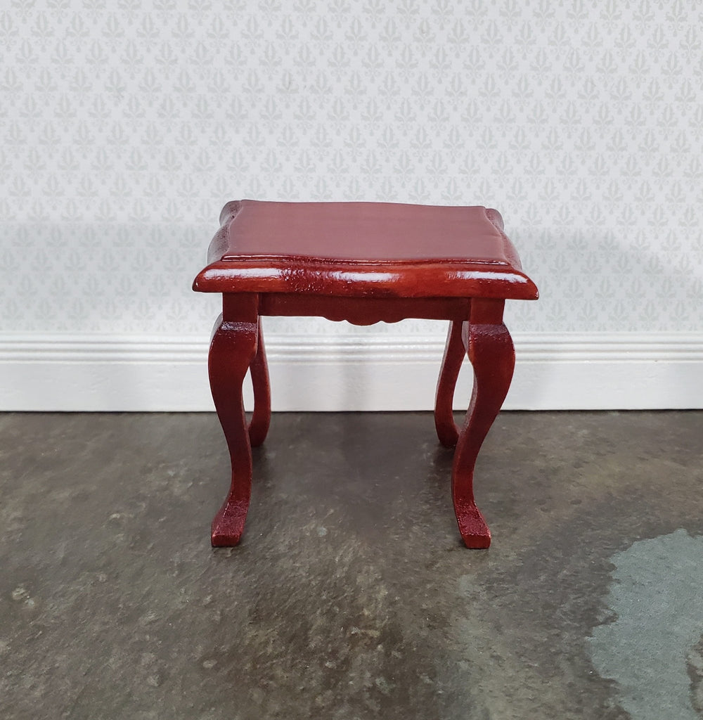 Dollhouse Side or End Table Curvy Top Mahogany Finish Fancy 1:12 Scale Miniature Wood Furniture - Miniature Crush