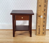 Dollhouse Side Table Night Stand with Drawer 1:12 Scale Miniature Furniture Walnut Finish - Miniature Crush