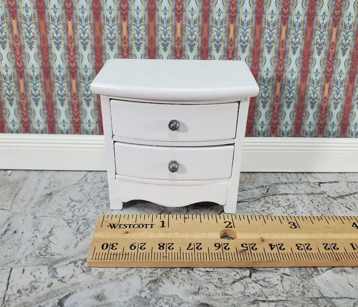 Dollhouse Side Table or Nightstand with 2 Drawers White 1:12 Scale Miniature Furniture - Miniature Crush