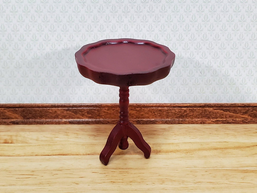Dollhouse Side Table Pie Crust Style Mahogany Finish 1:12 Scale Wood Furniture - Miniature Crush