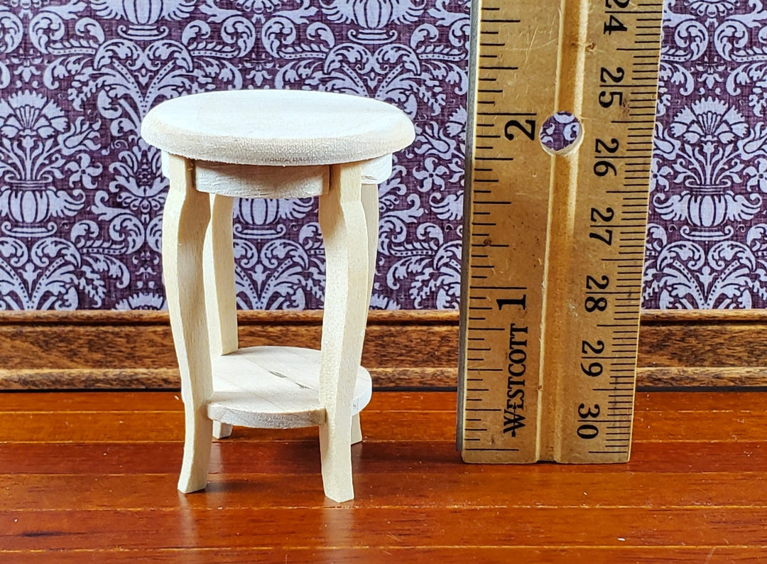Dollhouse Side Table Small Round Unpainted Wood Furniture 1:12 Scale Miniature - Miniature Crush