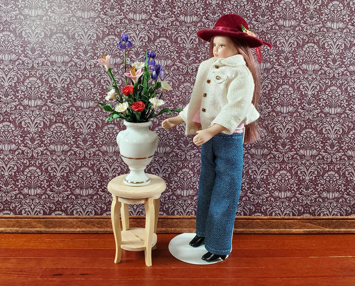 Dollhouse Side Table Small Round Unpainted Wood Furniture 1:12 Scale Miniature - Miniature Crush