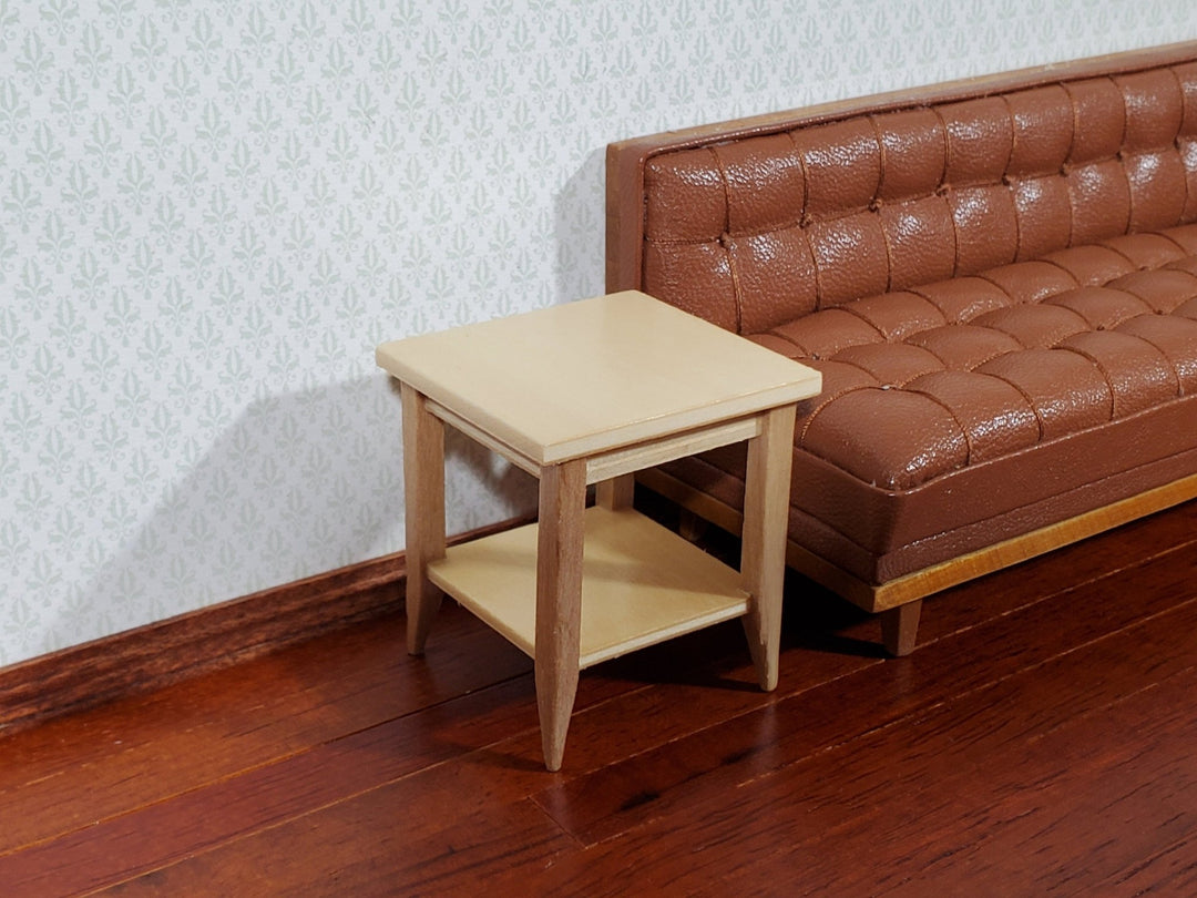 Dollhouse Side Table with Shelf Modern Style Light Oak Finish 1:12 Scale Miniature Furniture - Miniature Crush