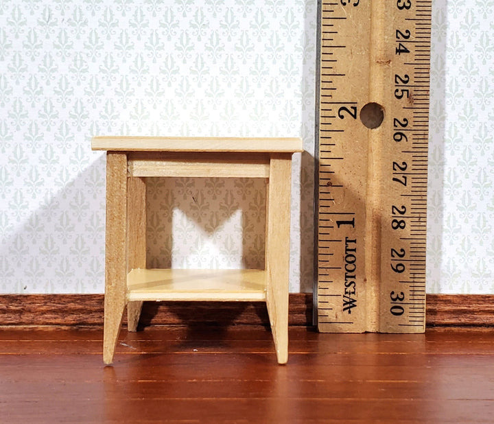 Dollhouse Side Table with Shelf Modern Style Light Oak Finish 1:12 Scale Miniature Furniture - Miniature Crush