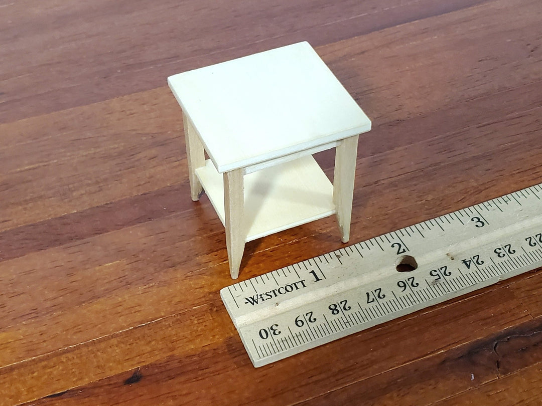 Dollhouse Side Table with Shelf Modern Style Light Oak Finish 1:12 Scale Miniature Furniture - Miniature Crush