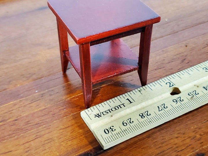 Dollhouse Side Table with Shelf Modern Style Mahogany Finish 1:12 Scale Miniature Furniture - Miniature Crush