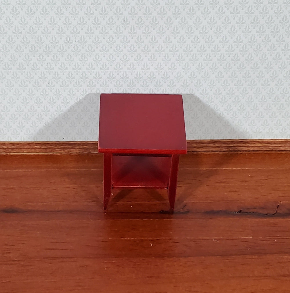 Dollhouse Side Table with Shelf Modern Style Mahogany Finish 1:12 Scale Miniature Furniture - Miniature Crush