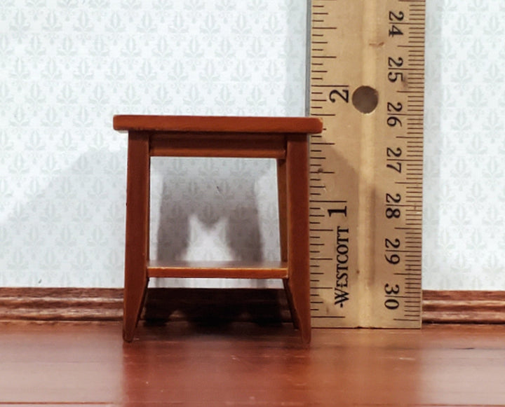 Dollhouse Side Table with Shelf Modern Style Walnut Finish 1:12 Scale Miniature Furniture - Miniature Crush