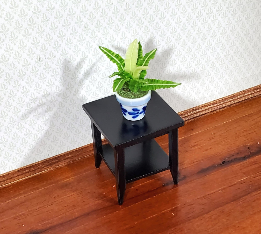 Dollhouse Side Table with Shelf Modern Style Wood Black Finish 1:12 Scale Miniature Furniture - Miniature Crush